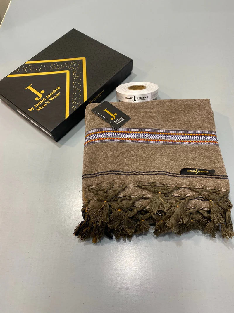 Premium Jacquard Velvet Shawl - Hash Brown