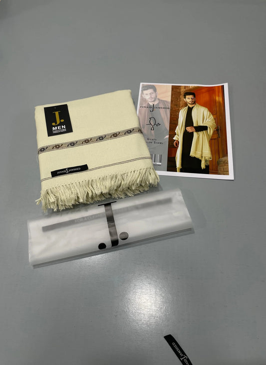 J. PREMIUM WHOOL SHAWL- Creamy
