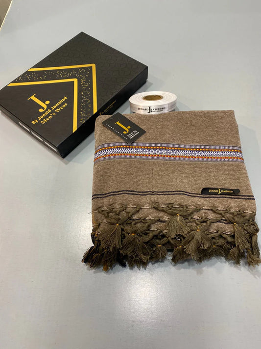 Premium Jacquard Velvet Shawl - Hash Brown