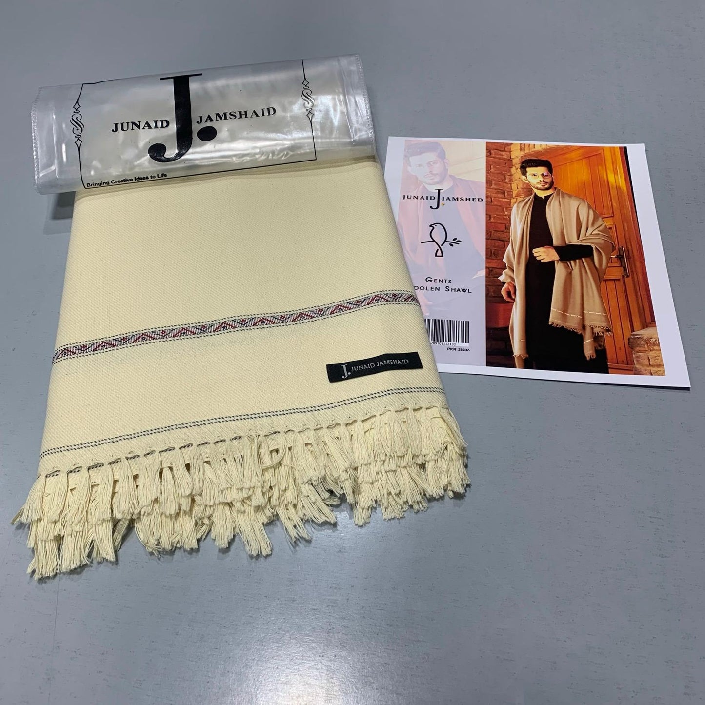 J. PREMIUM WHOOL SHAWL Creamy Special