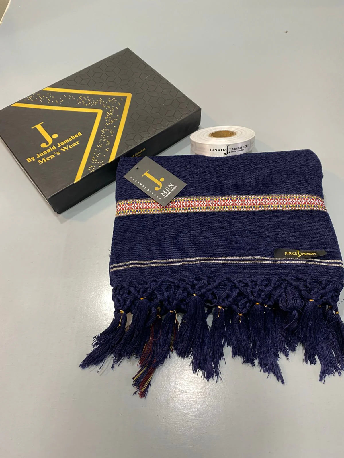 Premium Jacquard Velvet Shawl - Premium Blue