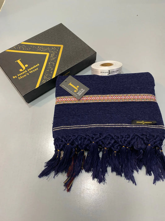 Premium Jacquard Velvet Shawl - Premium Blue